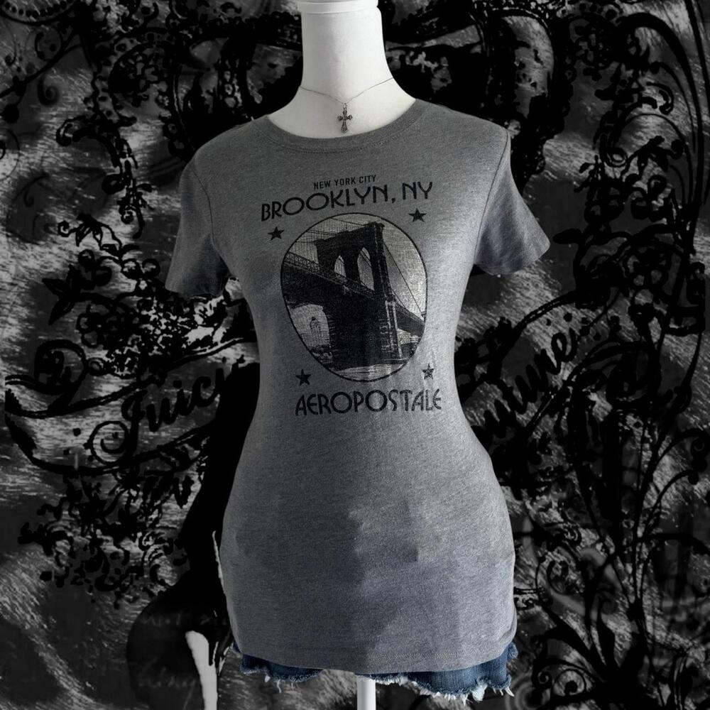 y2k swag tumblr heather grey AEROPOSTALE skinny street wear t-shirt